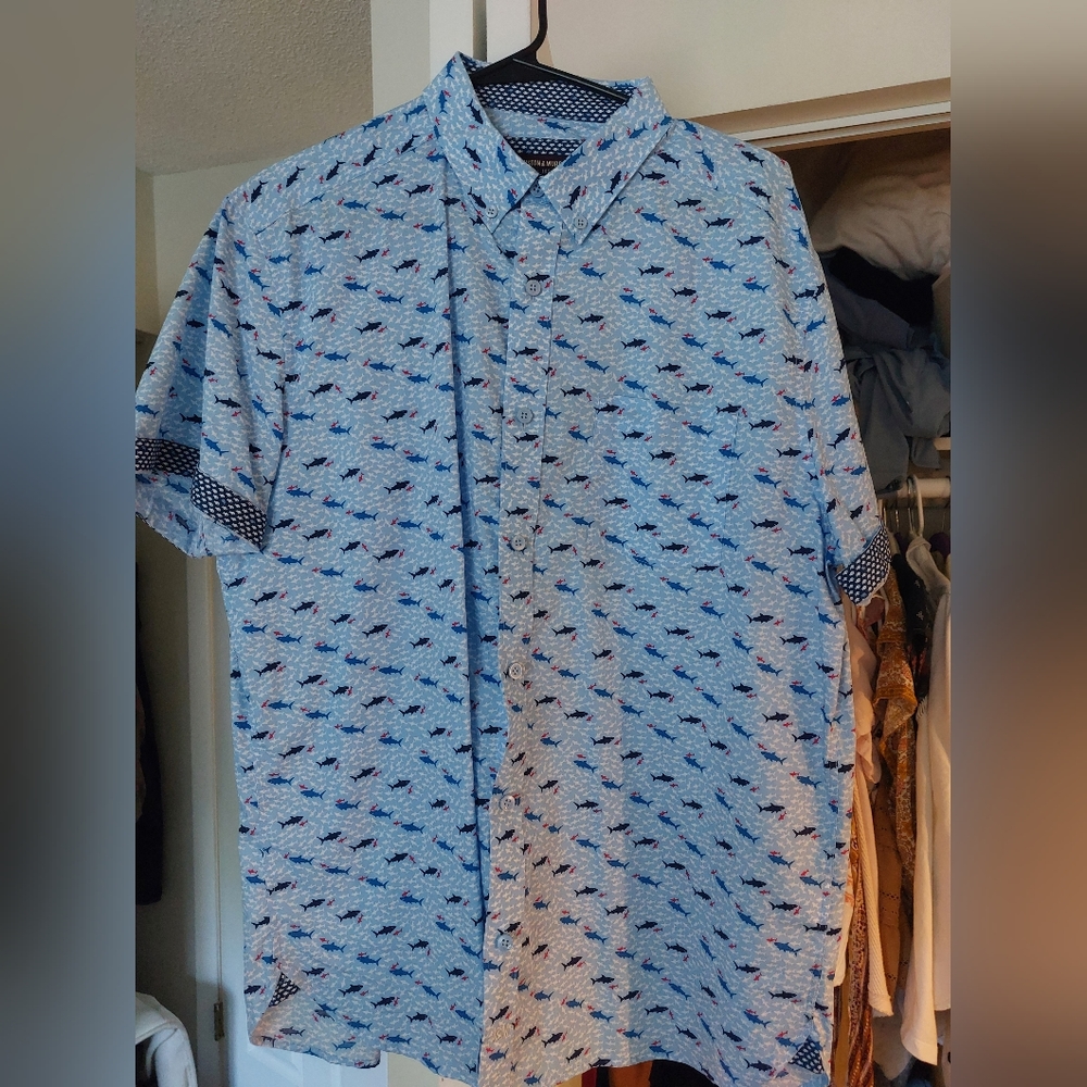 Johnston & Murphy Patriotic Shark Button Up